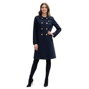 Coach 1941 Navy Blue Collared Knee Length Trench Coat,XS/US2